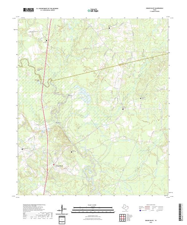 US Topo 7.5-minute map for Grand Bluff TX