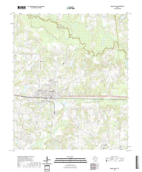 US Topo 7.5-minute map for Grand Saline TX