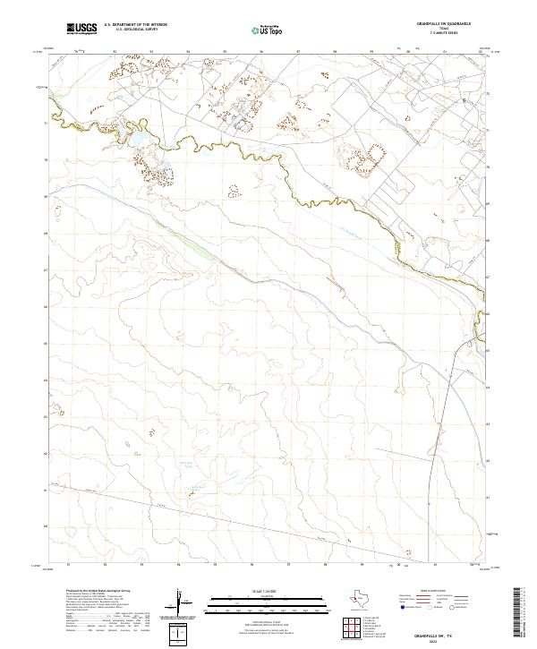 US Topo 7.5-minute map for Grandfalls SW TX