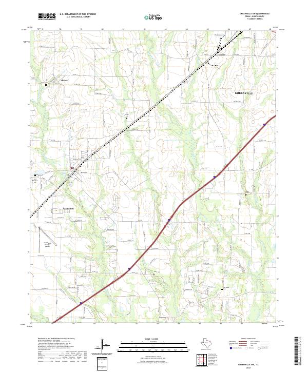 US Topo 7.5-minute map for Greenville SW TX