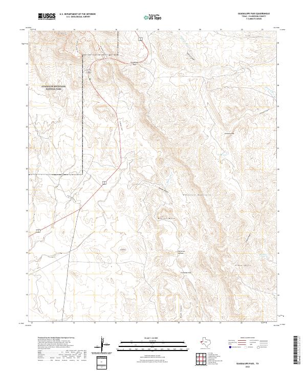 US Topo 7.5-minute map for Guadalupe Pass TX