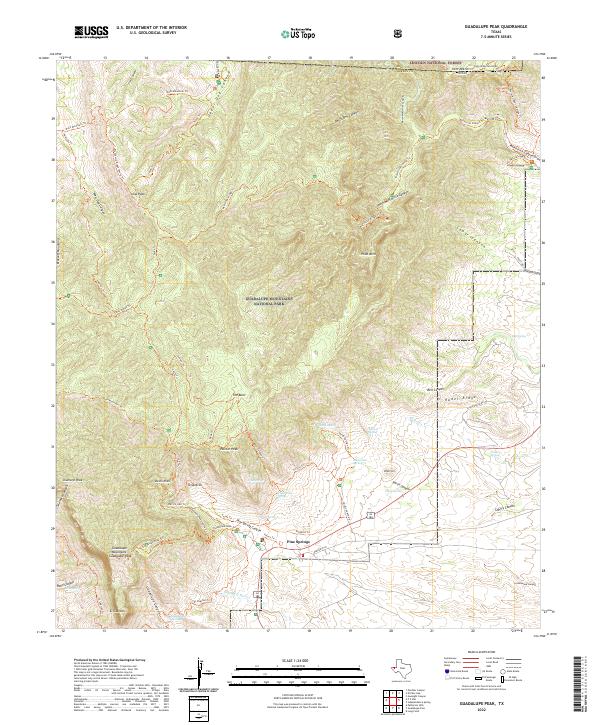 US Topo 7.5-minute map for Guadalupe Peak TX