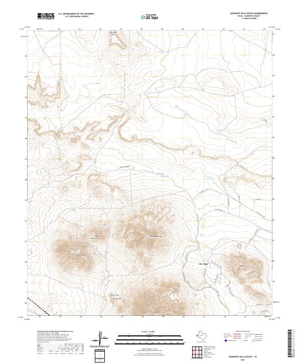 US Topo 7.5-minute map for Gunsight Hills South TX