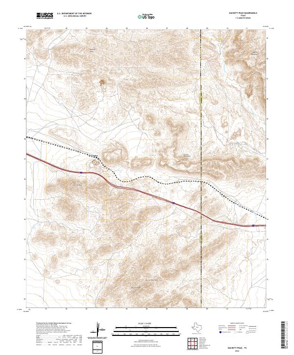 US Topo 7.5-minute map for Hackett Peak TX