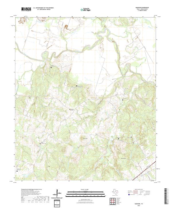 US Topo 7.5-minute map for Hanover TX