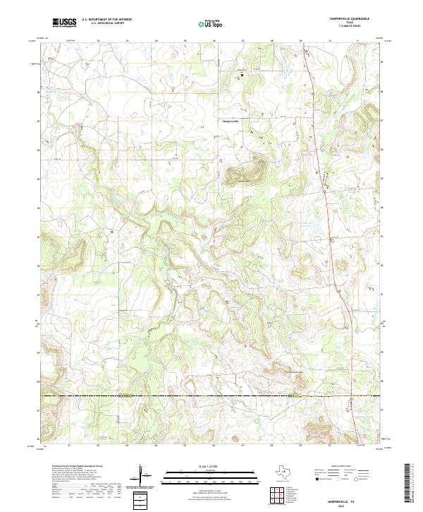 US Topo 7.5-minute map for Harpersville TX