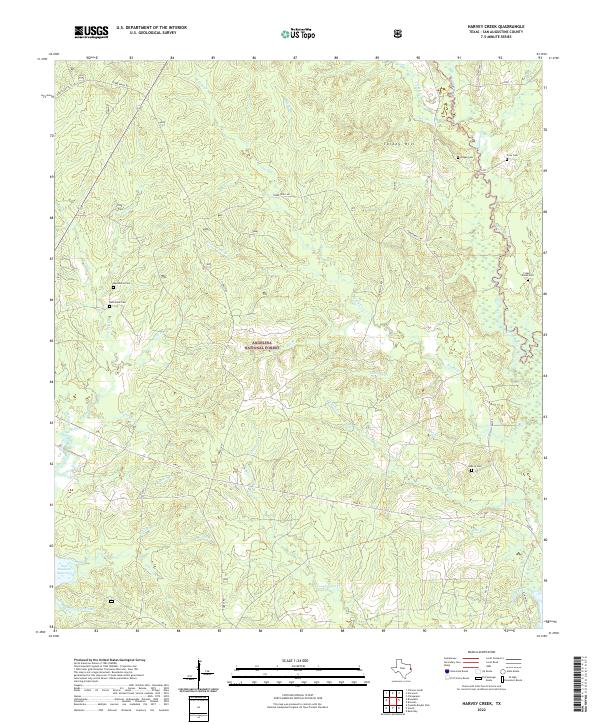 US Topo 7.5-minute map for Harvey Creek TX