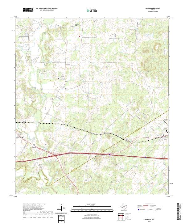 US Topo 7.5-minute map for Harwood TX