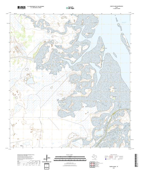 US Topo 7.5-minute map for Hawk Island TX