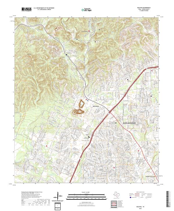US Topo 7.5-minute map for Helotes TX