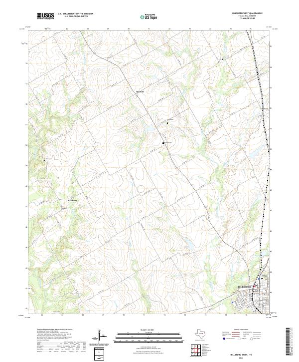 US Topo 7.5-minute map for Hillsboro West TX