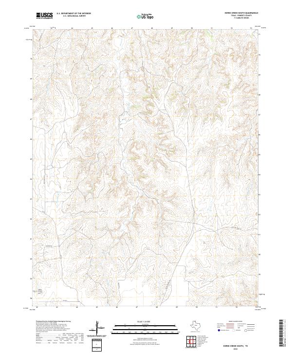 US Topo 7.5-minute map for Horse Creek South TX