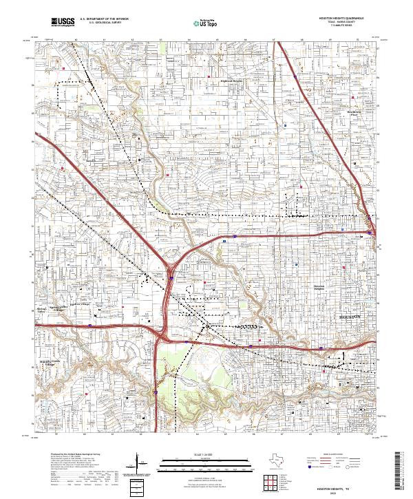 US Topo 7.5-minute map for Houston Heights TX