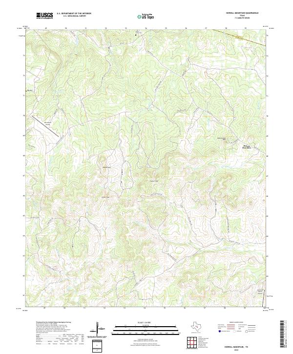 US Topo 7.5-minute map for Howell Mountain TX