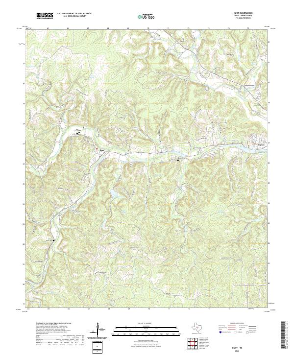 US Topo 7.5-minute map for Hunt TX