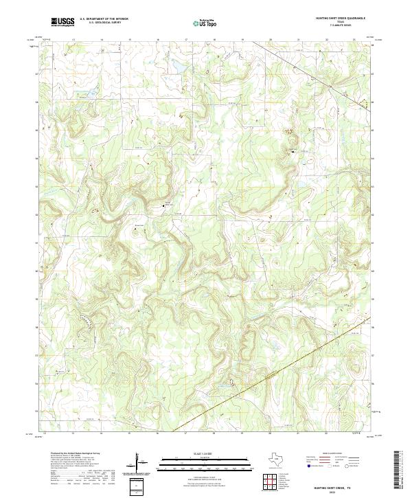 US Topo 7.5-minute map for Hunting Shirt Creek TX