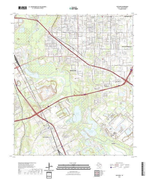 US Topo 7.5-minute map for Hutchins TX