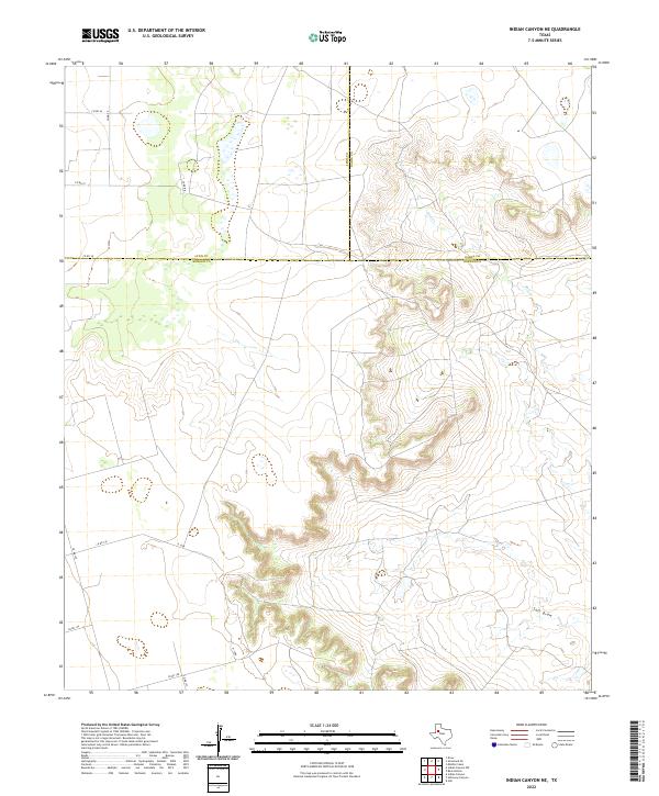 US Topo 7.5-minute map for Indian Canyon NE TX