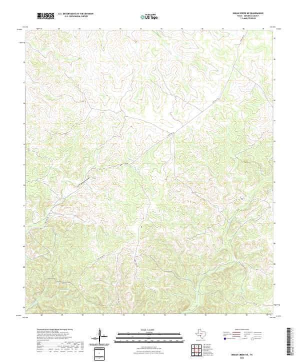 US Topo 7.5-minute map for Indian Creek NE TX