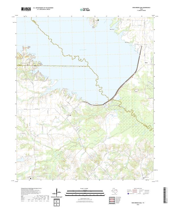 US Topo 7.5-minute map for Iron Bridge Dam TX