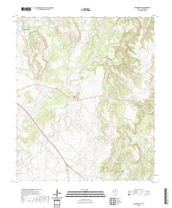 US Topo 7.5-minute map for Jacksboro NE TX