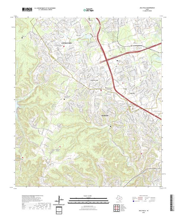 US Topo 7.5-minute map for Jollyville TX