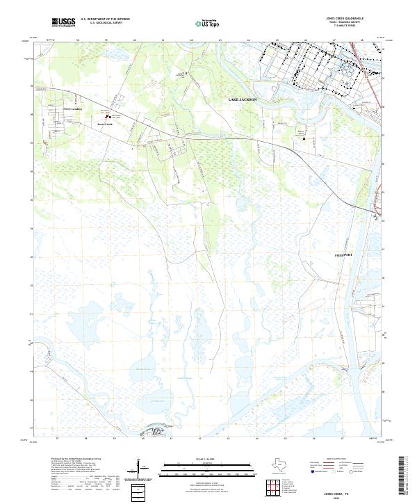 US Topo 7.5-minute map for Jones Creek TX