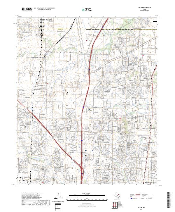 US Topo 7.5-minute map for Keller TX