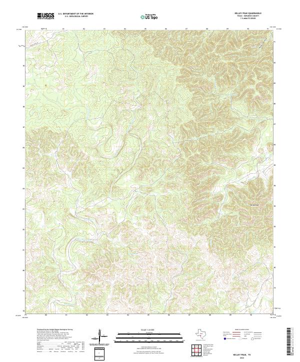 US Topo 7.5-minute map for Kelley Peak TX