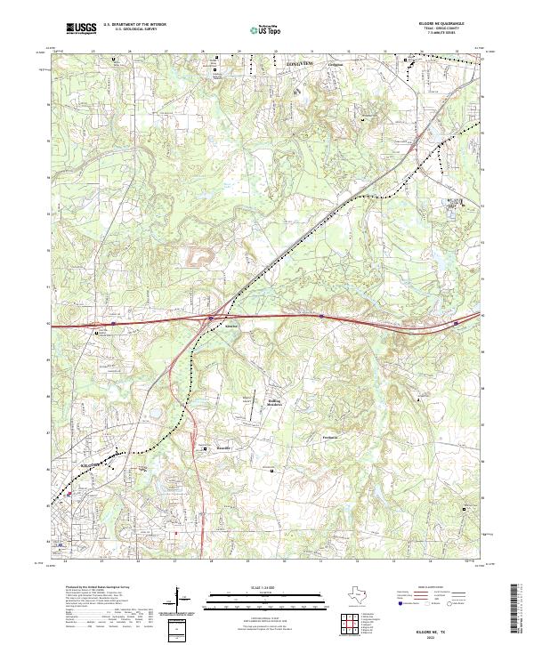 US Topo 7.5-minute map for Kilgore NE TX