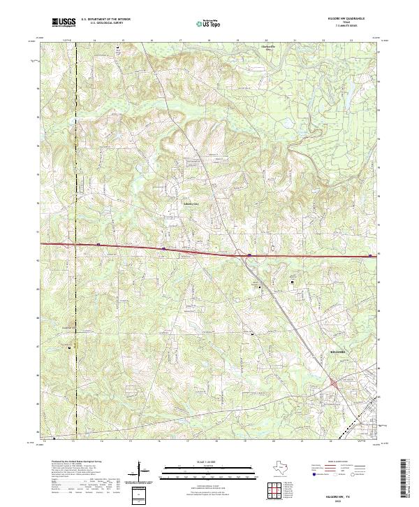 US Topo 7.5-minute map for Kilgore NW TX