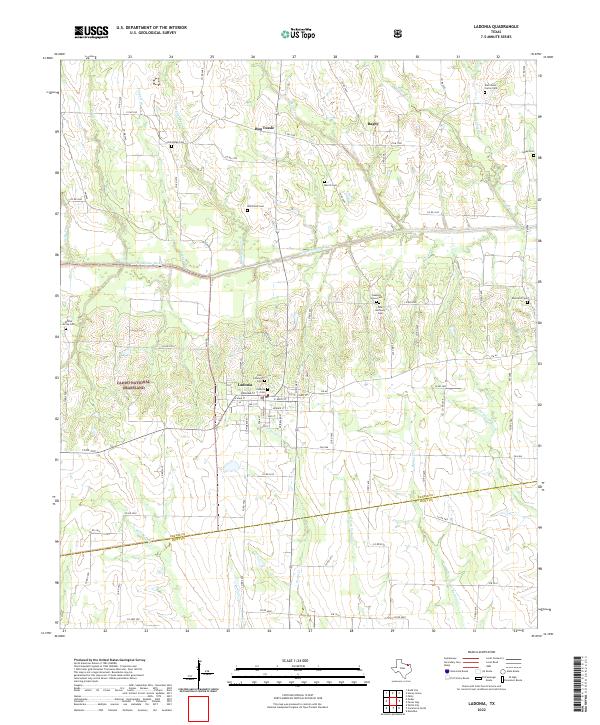 US Topo 7.5-minute map for Ladonia TX