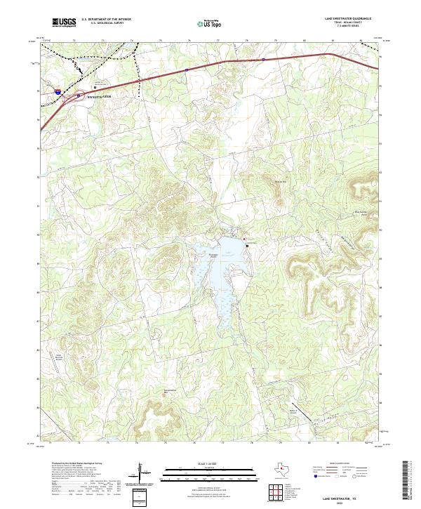 US Topo 7.5-minute map for Lake Sweetwater TX