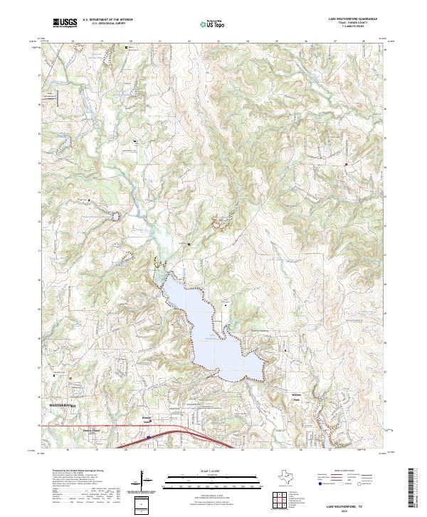 US Topo 7.5-minute map for Lake Weatherford TX