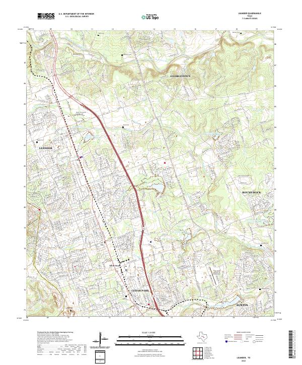 US Topo 7.5-minute map for Leander TX