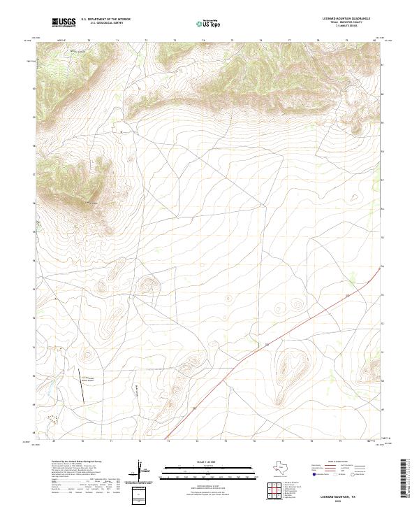 US Topo 7.5-minute map for Leonard Mountain TX