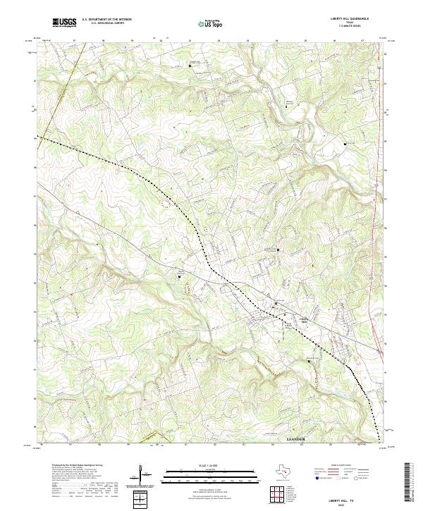 US Topo 7.5-minute map for Liberty Hill TX