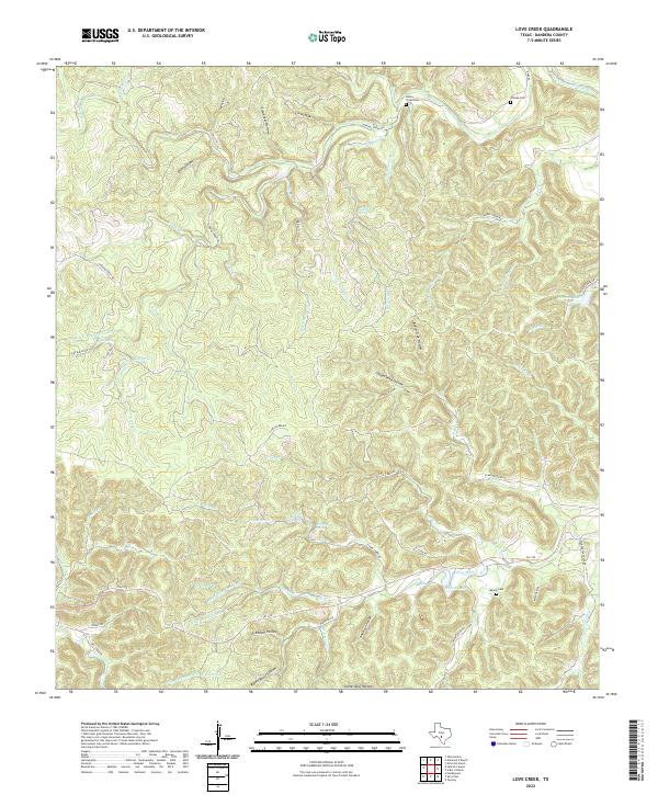 US Topo 7.5-minute map for Love Creek TX
