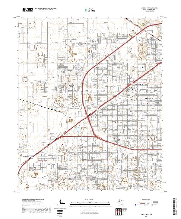 US Topo 7.5-minute map for Lubbock West TX