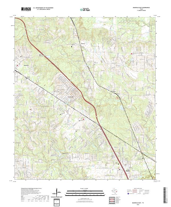 US Topo 7.5-minute map for Magnolia East TX