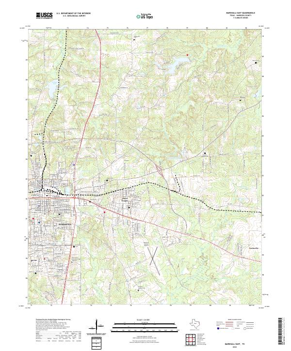 US Topo 7.5-minute map for Marshall East TX