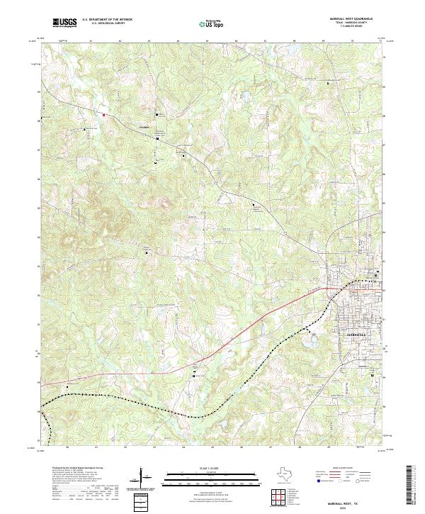 US Topo 7.5-minute map for Marshall West TX