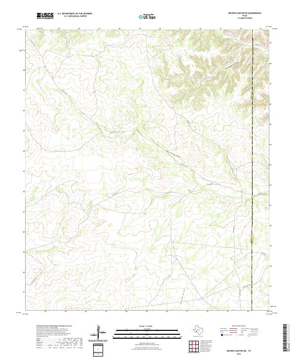 US Topo 7.5-minute map for Meyers Canyon NE TX