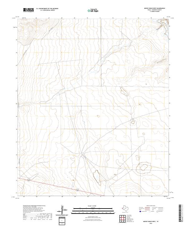 US Topo 7.5-minute map for Mickey Draw West TX