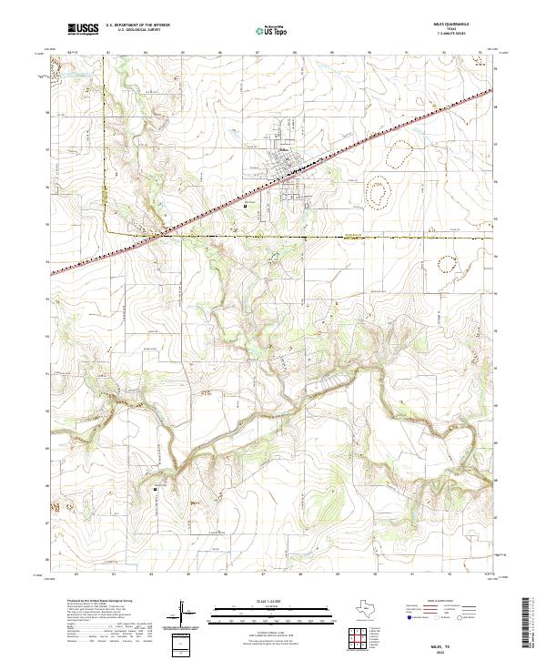 US Topo 7.5-minute map for Miles TX