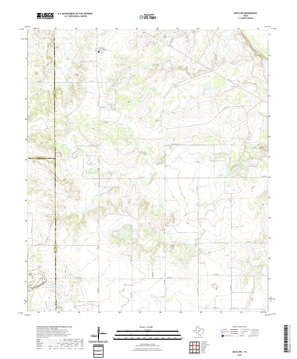 US Topo 7.5-minute map for Miles NW TX