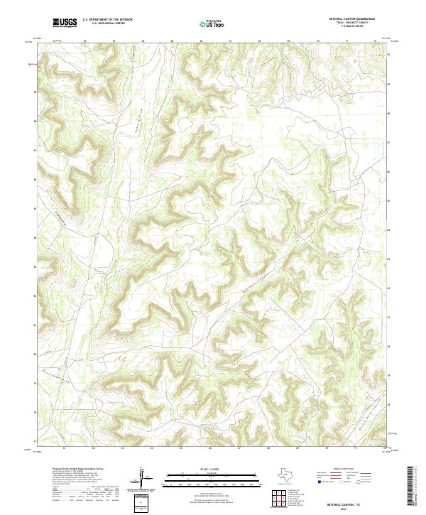 US Topo 7.5-minute map for Mitchell Canyon TX