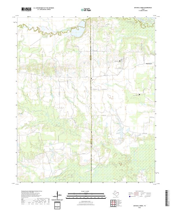US Topo 7.5-minute map for Mitchell Creek TX
