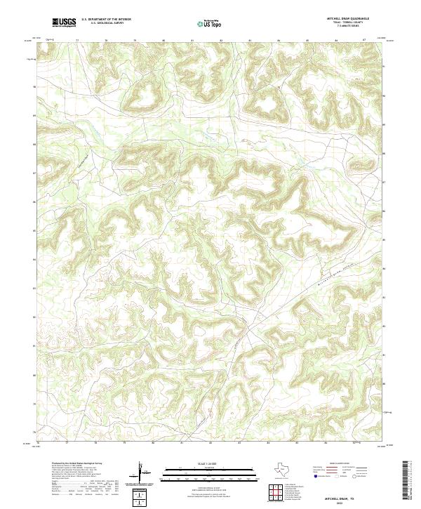 US Topo 7.5-minute map for Mitchell Draw TX