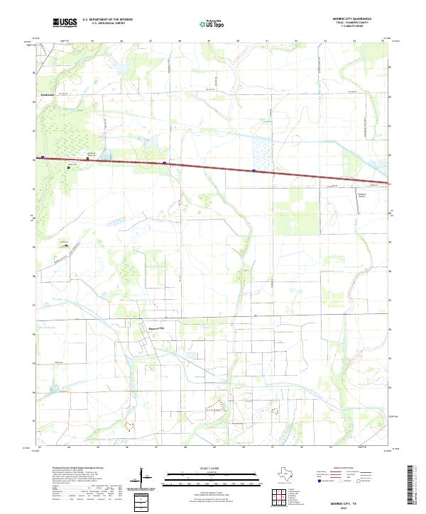 US Topo 7.5-minute map for Monroe City TX